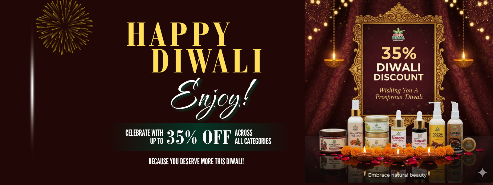 Green and Gold Modern Diwali Deals Banner